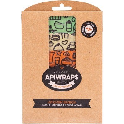APIWRAPS Reusable Beeswax Wraps - Kitchen 1 X Sml, Med, Lge Designs Vary 3 - Go Vita Burwood