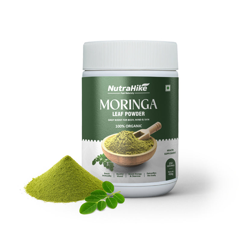 NutraHike Moringa Leaf Powder 450g – Superfood, Rich in Vitamins, Minerals & Antioxidants, Supports Energy, Immunity & Detox, Natural Green Powder for Health & Wellness