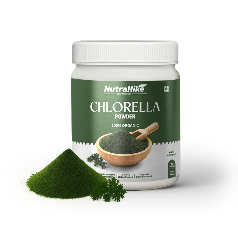 NutraHike Chlorella Powder 200g, Detox & Immune Support, High-Protein Green Superfood, Rich in Vitamins & Minerals