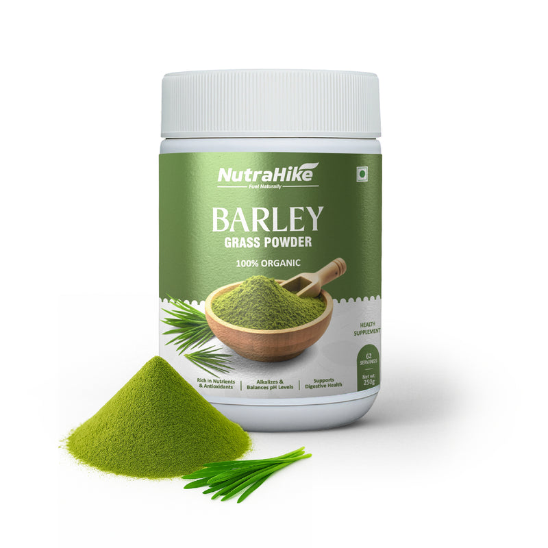 NutraHike Organic Barley Grass Powder 250g – Rich in Chlorophyll, Antioxidants & Nutrients, Supports Detox, Digestion & Immune Health, Natural Green Superfood for Wellness