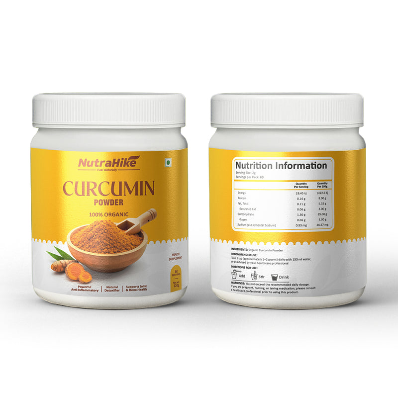 NutraHike Organic Curcumin Powder – 100% Pure Turmeric Extract with High Curcumin Content – Non-GMO, Vegan, Gluten-Free – Antioxidant & Anti-Inflammatory Superfood Supplement