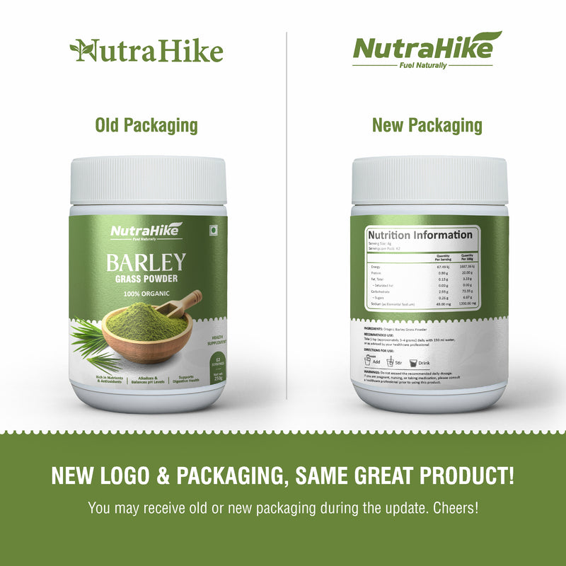 NutraHike Organic Barley Grass Powder 250g – Rich in Chlorophyll, Antioxidants & Nutrients, Supports Detox, Digestion & Immune Health, Natural Green Superfood for Wellness