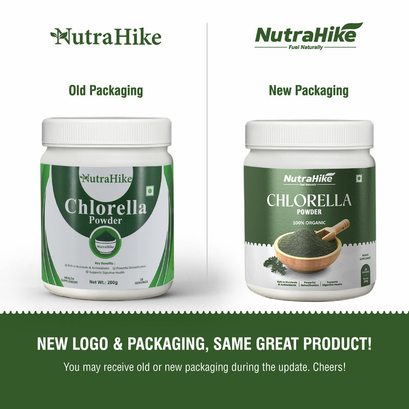 NutraHike Chlorella Powder 200g, Detox & Immune Support, High-Protein Green Superfood, Rich in Vitamins & Minerals