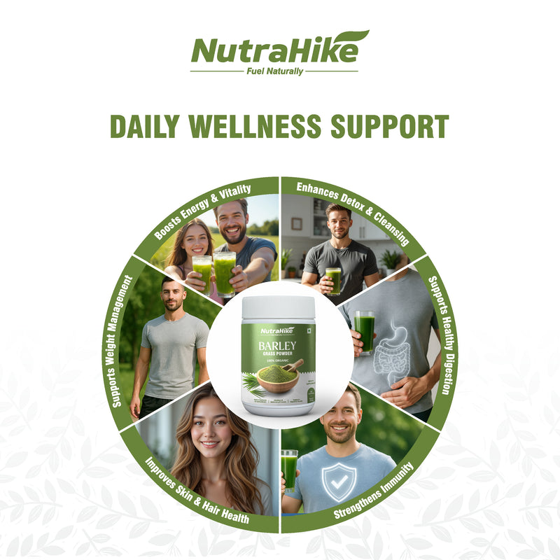 NutraHike Organic Barley Grass Powder 250g – Rich in Chlorophyll, Antioxidants & Nutrients, Supports Detox, Digestion & Immune Health, Natural Green Superfood for Wellness