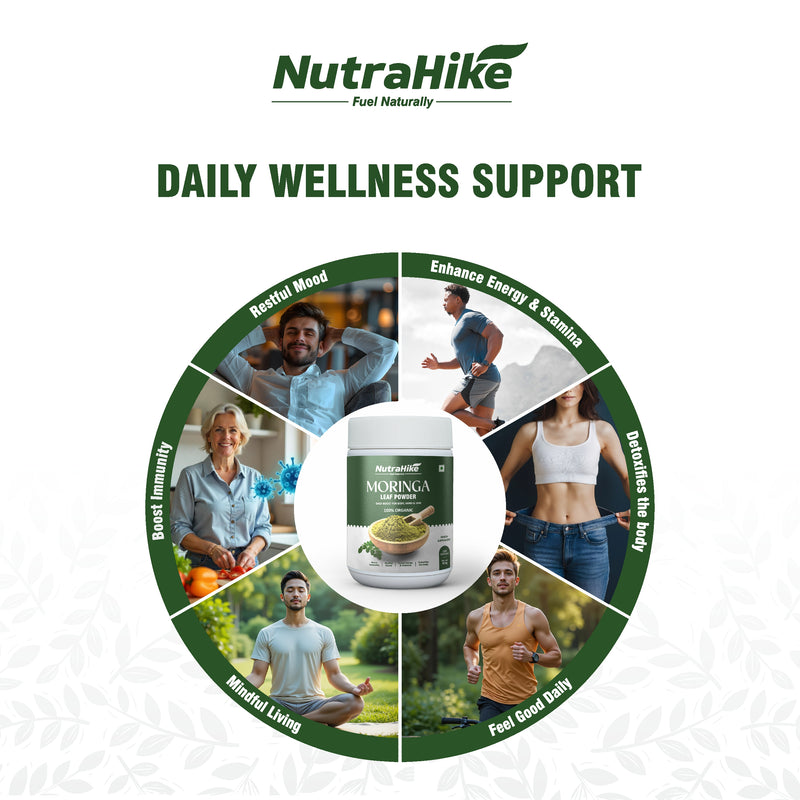 NutraHike Moringa Leaf Powder 450g – Superfood, Rich in Vitamins, Minerals & Antioxidants, Supports Energy, Immunity & Detox, Natural Green Powder for Health & Wellness