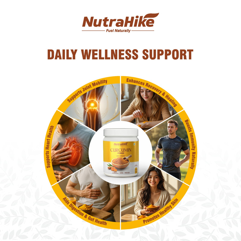 NutraHike Organic Curcumin Powder – 100% Pure Turmeric Extract with High Curcumin Content – Non-GMO, Vegan, Gluten-Free – Antioxidant & Anti-Inflammatory Superfood Supplement