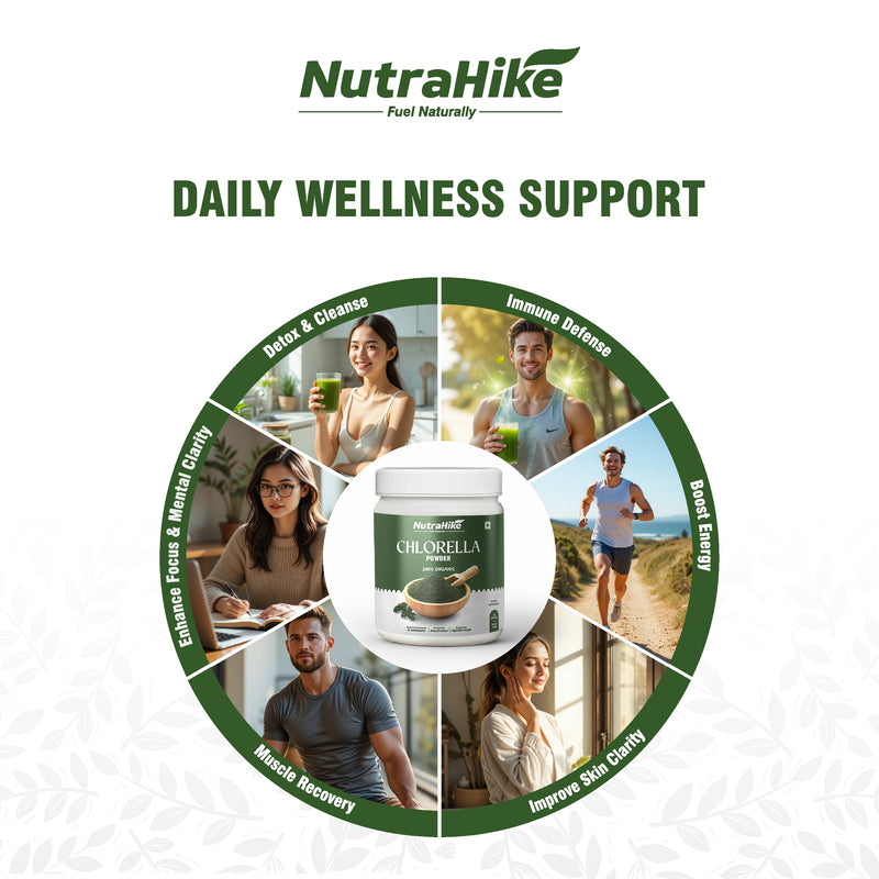 NutraHike Chlorella Powder 200g, Detox & Immune Support, High-Protein Green Superfood, Rich in Vitamins & Minerals
