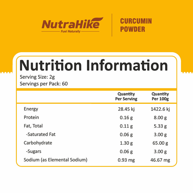 NutraHike Organic Curcumin Powder – 100% Pure Turmeric Extract with High Curcumin Content – Non-GMO, Vegan, Gluten-Free – Antioxidant & Anti-Inflammatory Superfood Supplement
