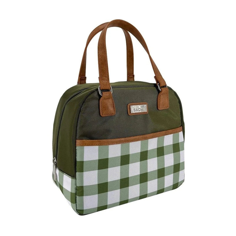 Sachi insulated Cali lunch bag Oiive Green Gingham