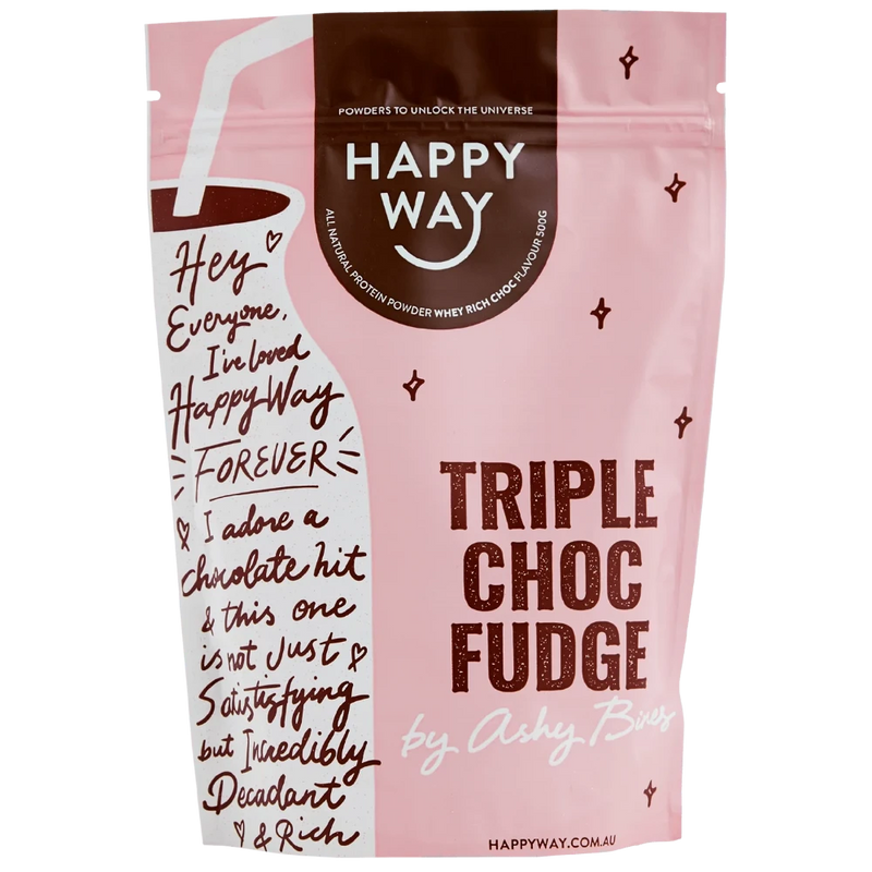 Happy Way Ash Bines whey Protein Powder Triple Choc Fudge 500g