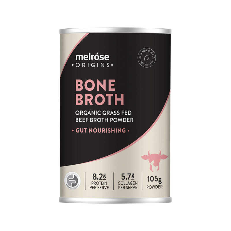 Melrose Origins Bone Broth Organic Grass Fed Beef Broth Powder Gut Nourishing 105g