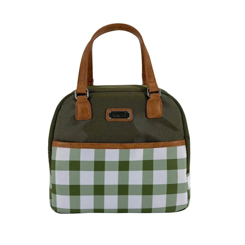 Sachi insulated Cali lunch bag Oiive Green Gingham