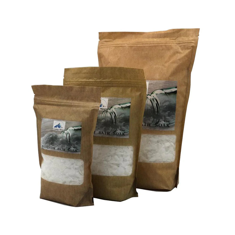 CRYSTAL MINES Magnesium Chloride Flakes and Bath Soaks
