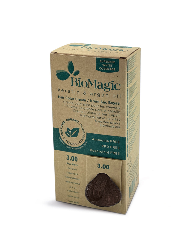 Bio Magic Hair Colour Dark Brown 3.00 With Keratin & Argan Oil | Ammonia Free, PPD Free, Resorcinol Free