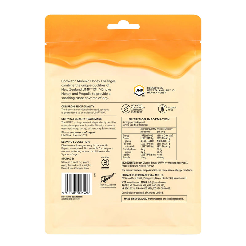 Comvita Soothing Manuka Honey Lozenges Aniseed Flavour 40pk