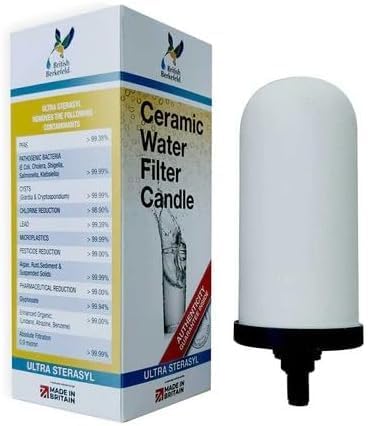 British Berkefeld(Doulton) Ceramic Water Filter Candle Ultra Sterasyl | Removes PFAS, Pathogenic Bacteria, Cysts, Chlorine Reduction, Lead, Microplastics, Pesticide Reduction, Algae,Rust etc