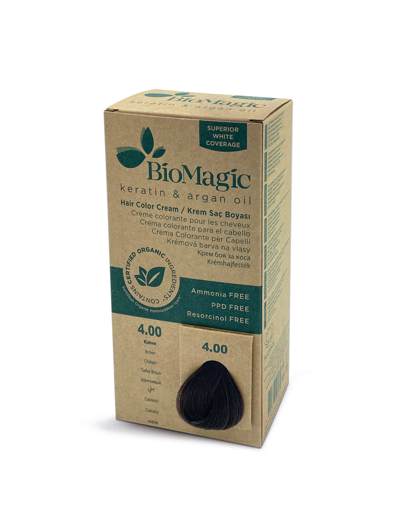 Bio Magic Hair Colour Brown 4.00 With Keratin & Argan Oil | Ammonia Free, PPD Free, Resorcinol Free