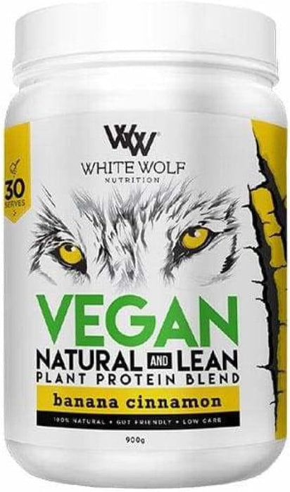 White Wolf Nutrition Lean Vegan Protein Banana Cinna 30 Serve 900g