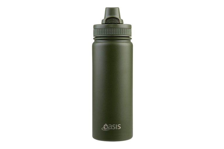 Oasis Challenger Insulated Quick Release Sports Bottle 550ml Forest Green - Double Wall Stainless Steel