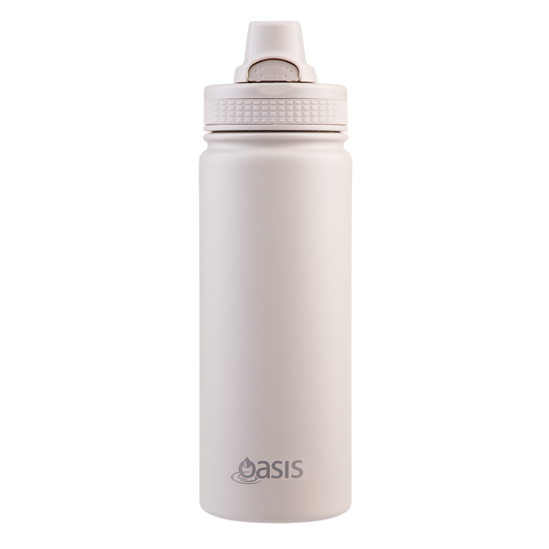 Oasis Challenger Insulated Quick Release Sports Bottle 550ml Oatmeal - Double Wall Stainless Steel