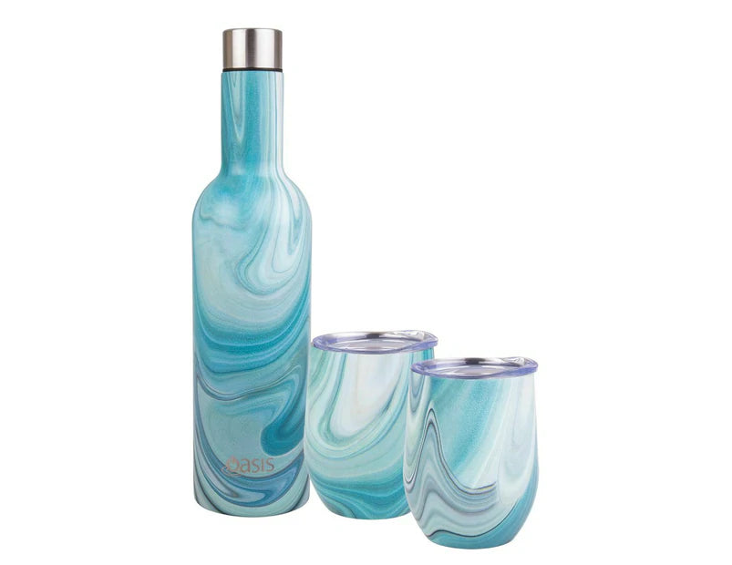 Oasis 3 pce S/S Patterned Wine Gift Set (Whitehaven)