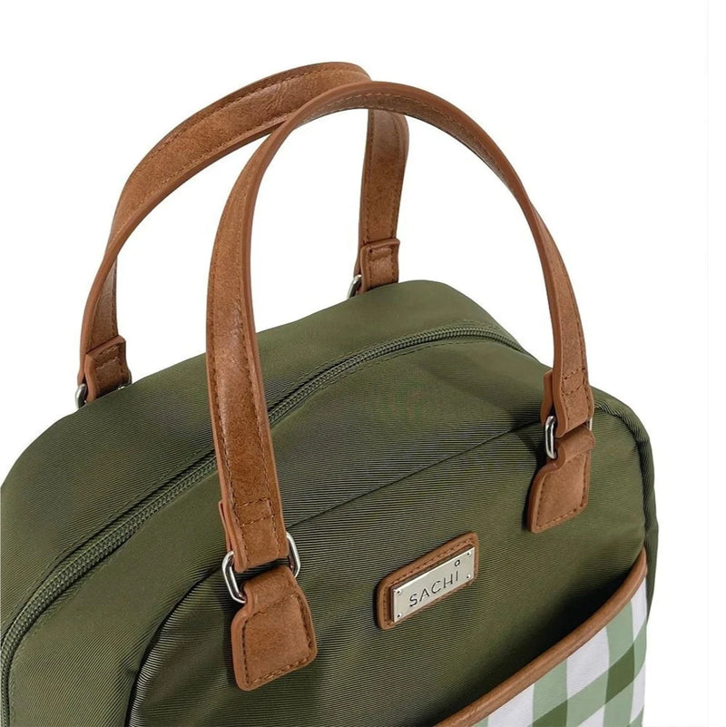 Sachi insulated Cali lunch bag Oiive Green Gingham