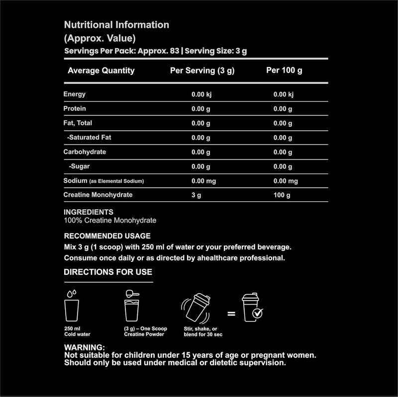 NutraHike Creatine Monohydrate Powder 250g Unflavoured