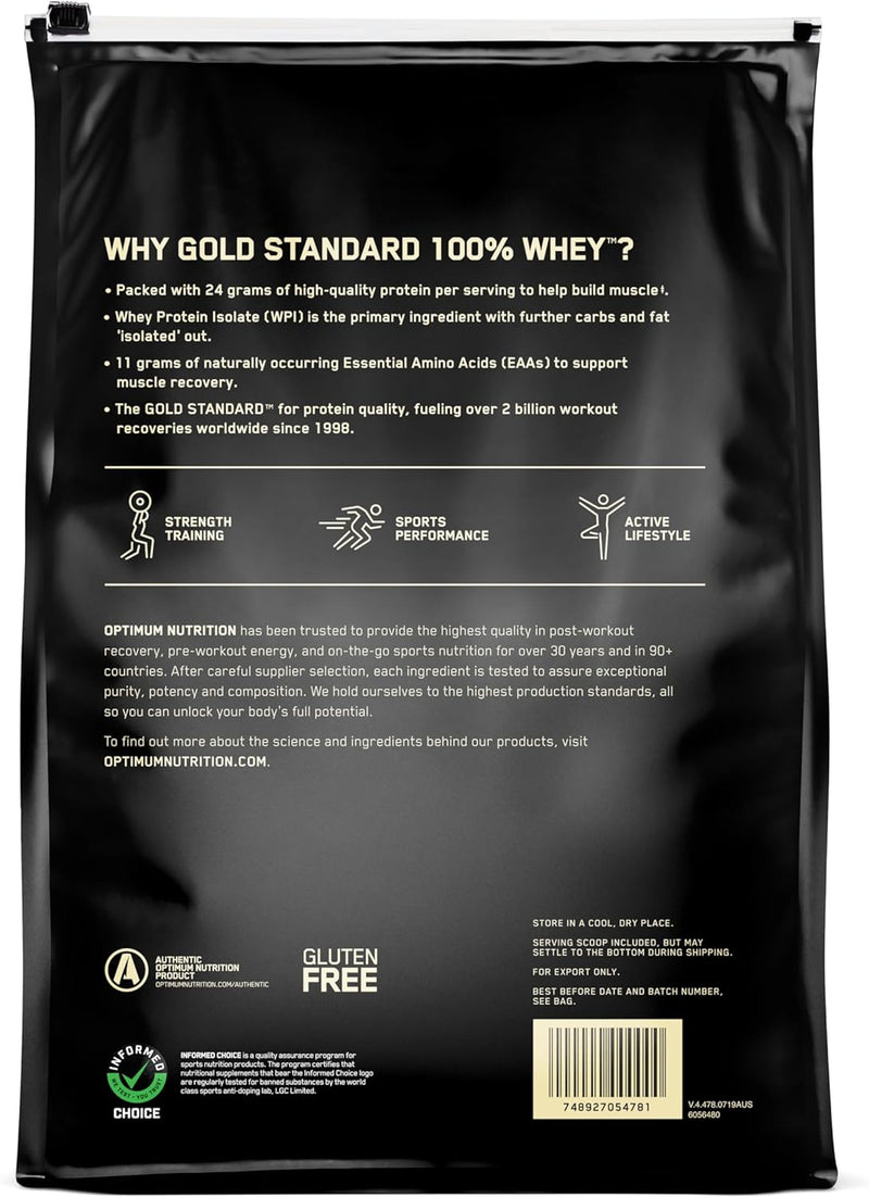 OPTIMUM NUTRITION ON Gold Standard 100percent Whey Protein Powder | Vanilla | 4.55kg | 10lb