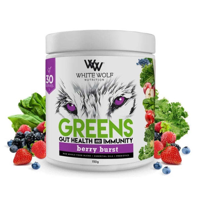 WHITE WOLF NUTRITION Berry Burst Greens + Immunity Super Blend 150g