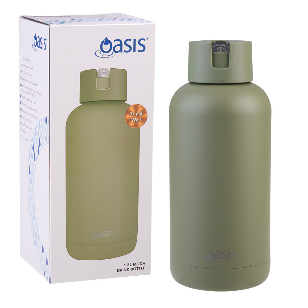 Oasis MODA drink Water Bottle 1.5L Olive Green — Go Vita Burwood