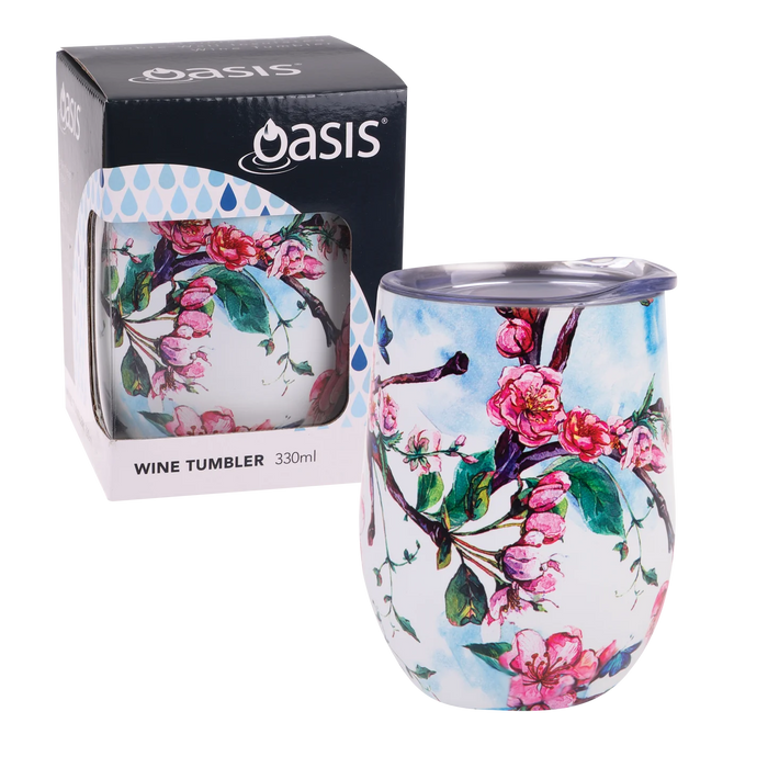 Oasis Wine Tumbler G/Boxed 330ml Spring Blossom