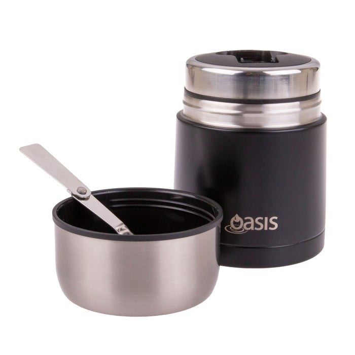 OASIS Food Flask w/spoon blck 600ml