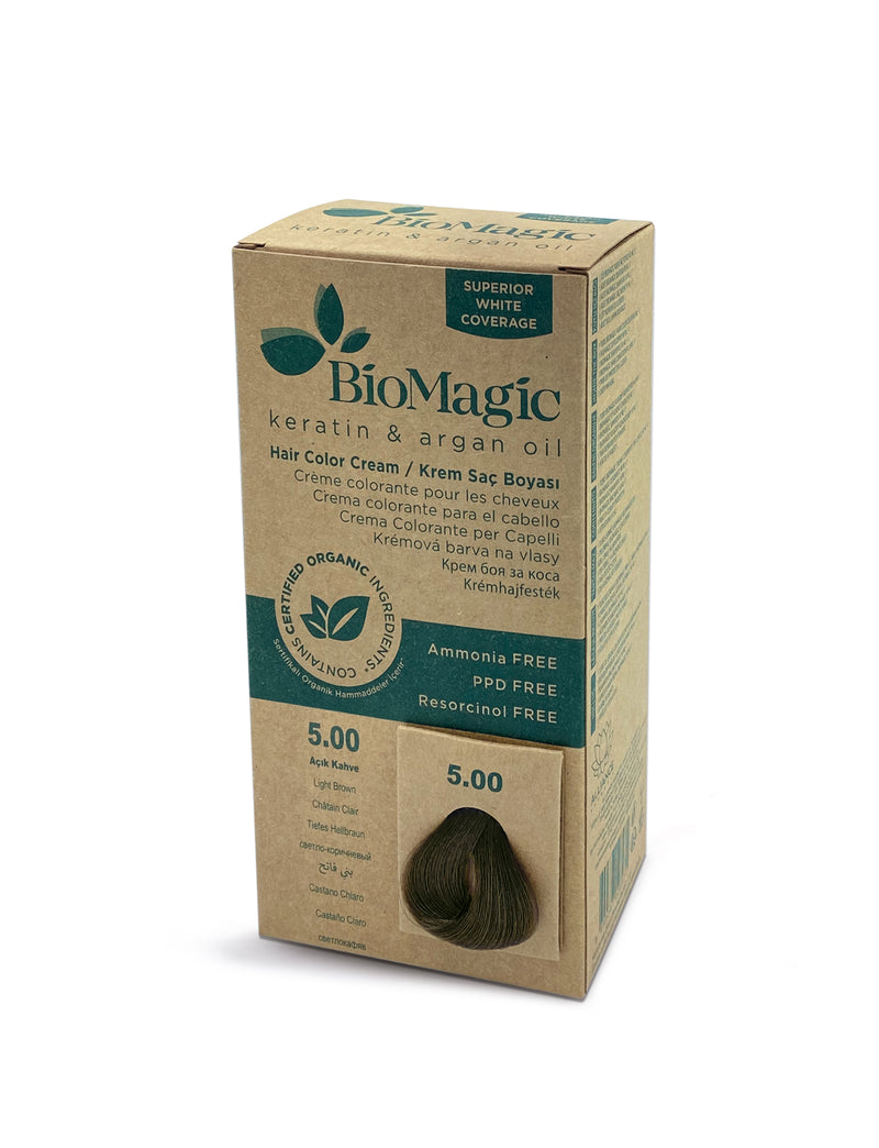 Bio Magic Hair Colour Light Brown 5.00 With Keratin & Argan Oil | Ammonia Free, PPD Free, Resorcinol Free