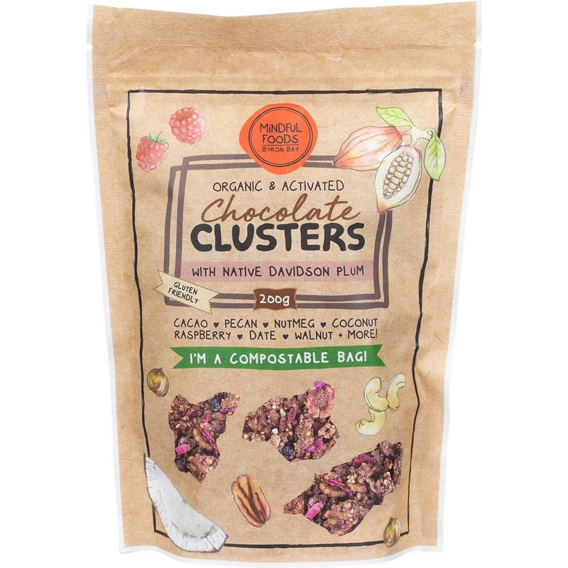 Mindful Foods Organic & Activated Chocolate Clusters with Native Davidson Plum 200g
