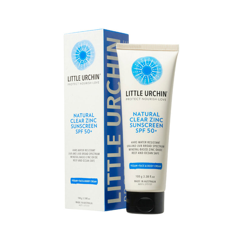 Little Urchin Natural Clear zinc Sunscreen Spf 50+ 100g