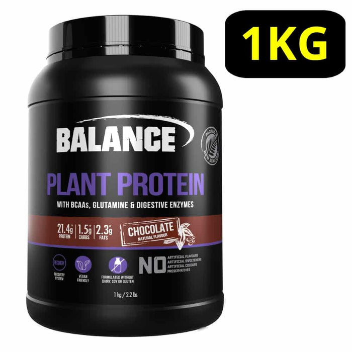 Balance Plant Protein Powder Chocolate with BCAAs, Glutamine and Digestive Enzymes 1kg