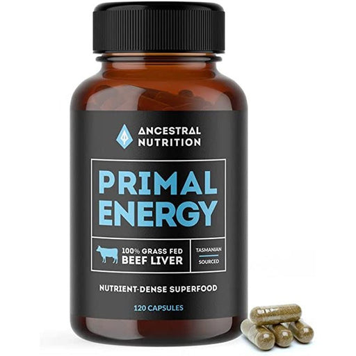 Ancestral Nutrition Primal Energy Organic Beef Liver Capsules 100percent Grass Fed Liver Ancestral Nutrition 30 Day Supply