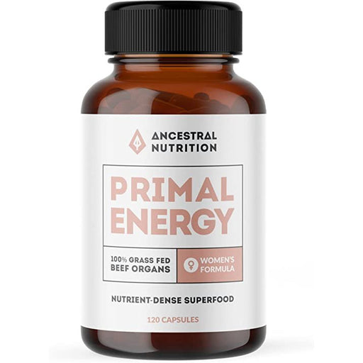 Ancestral Nutrition Primal Energy Women 100percent Grass Fed Beef Organ Supplement 30 Day Supply 120 Capsules