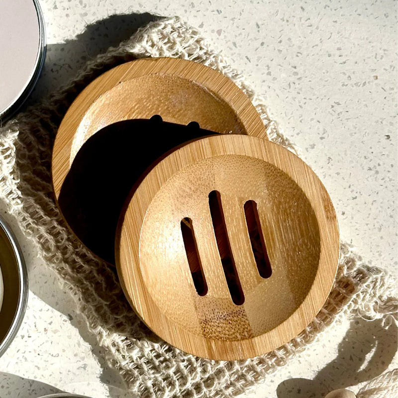 Cooki Haircare Round Bamboo Bar Drainer Dish