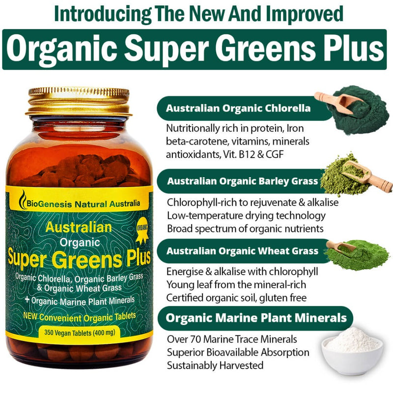 BioGenesis Natural Australia, Australian Organic Super Greens 350 Tablets