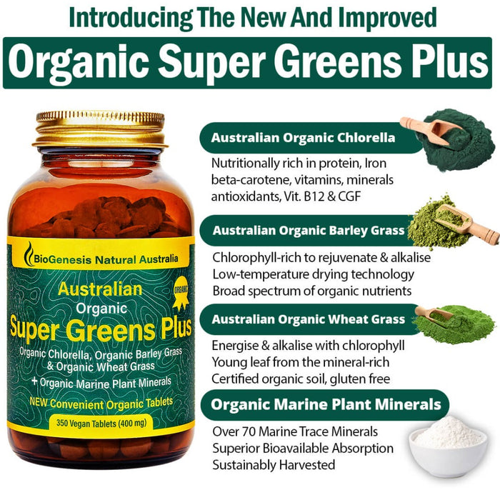 BioGenesis Natural Australia, Australian Organic Super Greens 350 Tablets