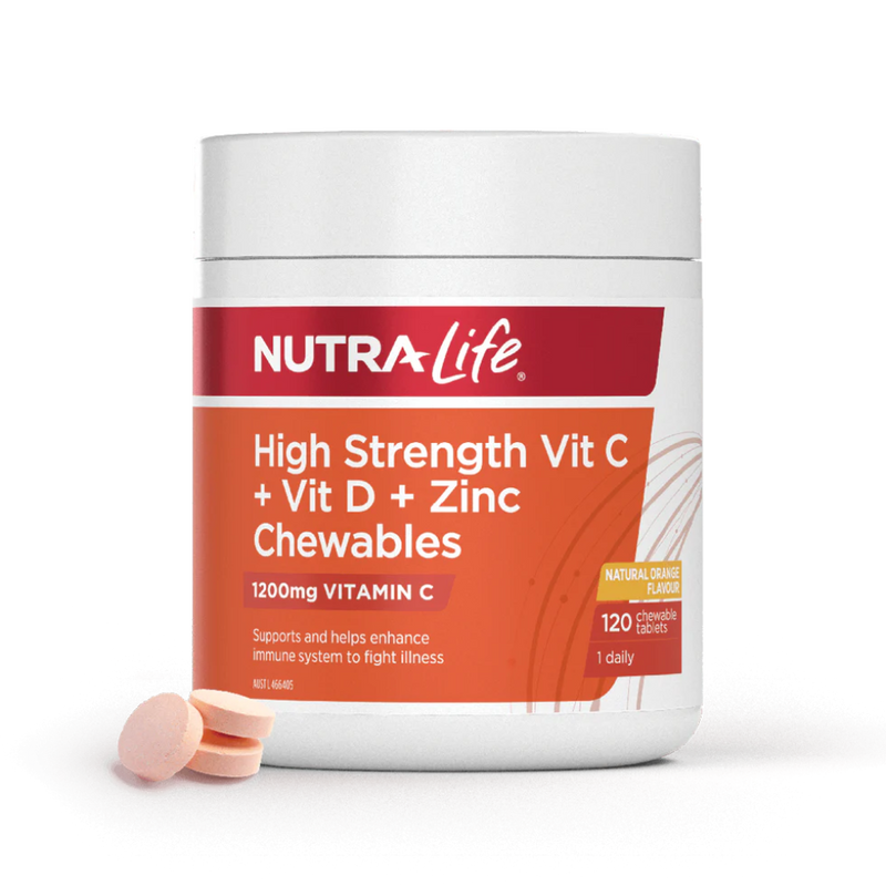 Nutralife High Strength VIT C+D+Zinc Chew 120T