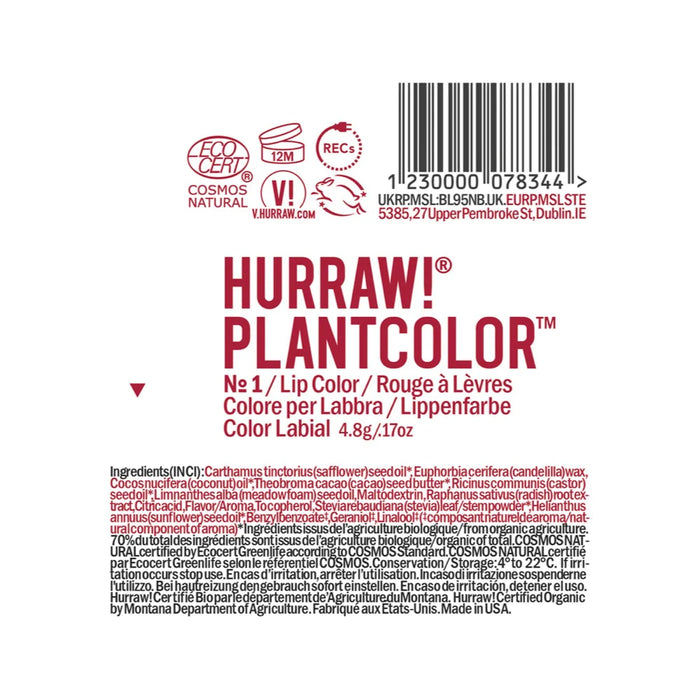 Hurraw PlantColor Lip Color No 1
