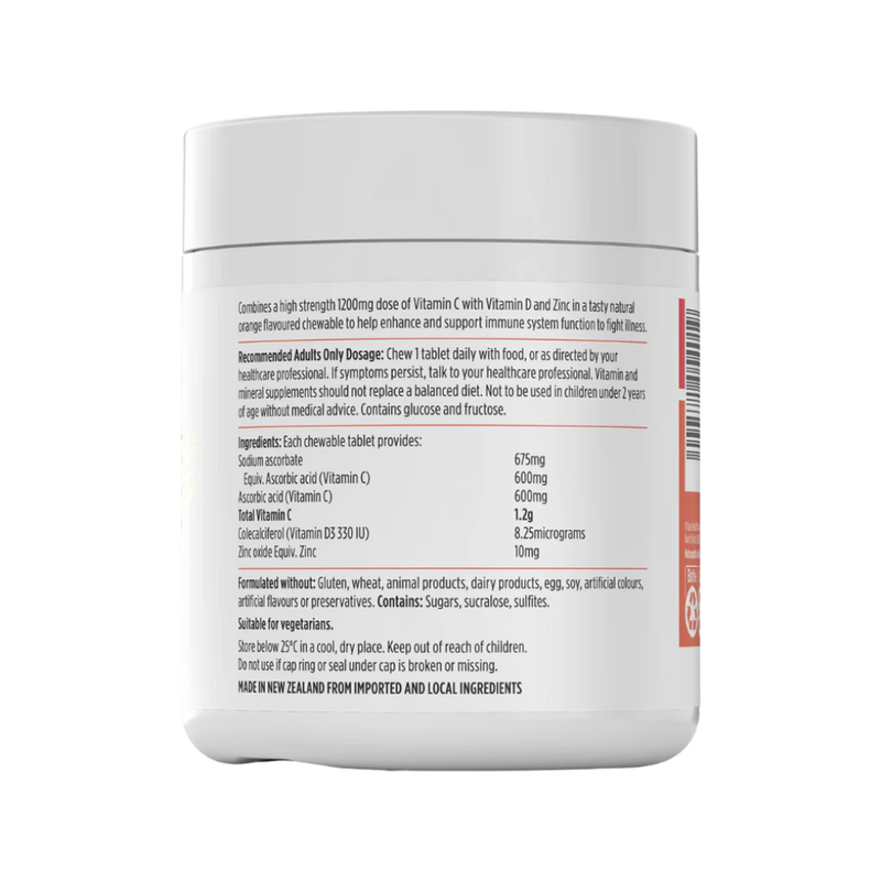 Nutralife High Strength VIT C+D+Zinc Chew 120T