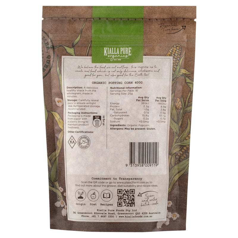 KIALLA Organic Popcorn 500g