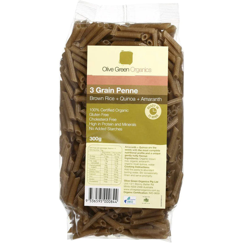 OLIVE GREEN ORGANICS 3 Grain Penne 300G