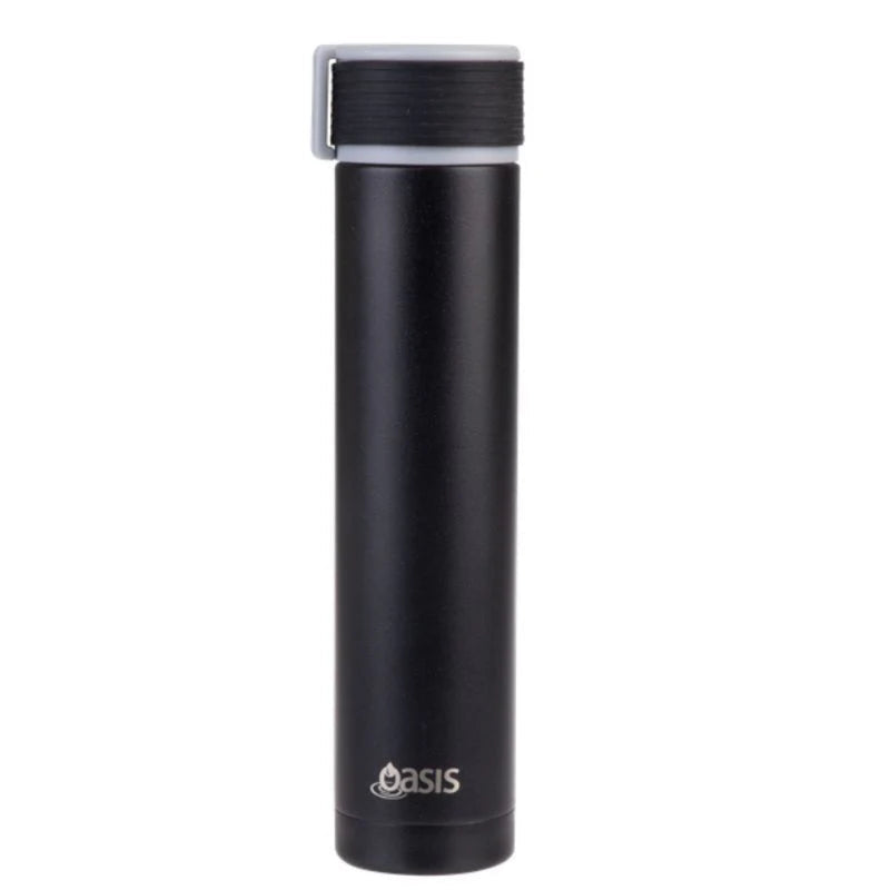 Oasis Skinny Mini S/S Double Wall Ins. Drink Bottle 250ml Black