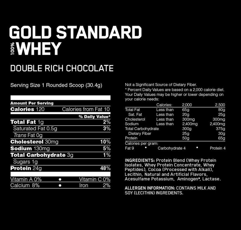 OPTIMUM NUTRITION Gold Standard 100percent Whey Protein Powder, Double Rich Chocolate, 5lb / 2.27 kg