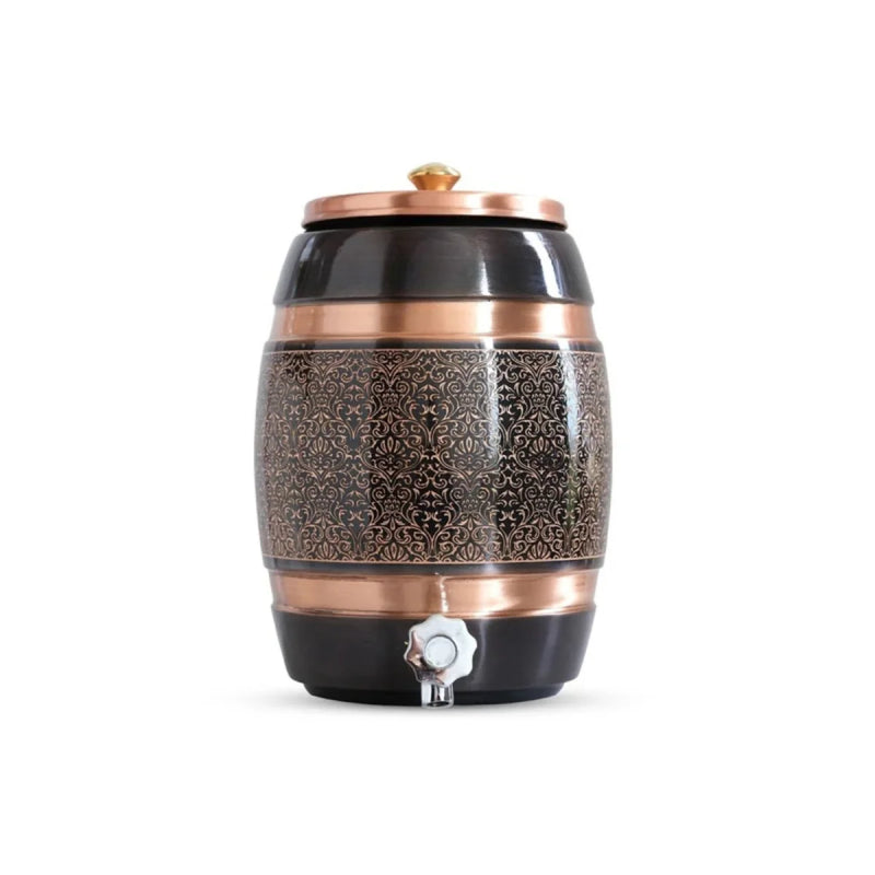 ZURIT Majestic Black Emboss 10L - Premium Copper Water Dispenser - Copper Water Pot Jug