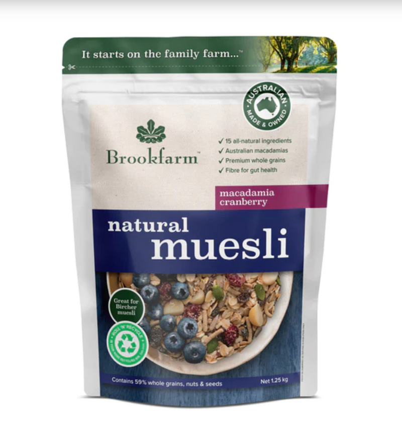 Brookfarm Natural Muesli Macadamia and Cranberry